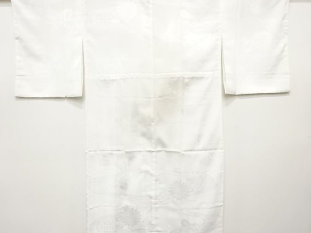 菊に桐・古典柄織り出し　単衣長襦袢